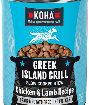 KOHA Greek Island Grill Stew for Dogs with Chicken and Lamb, High Protein Wet Dog Food, 12.7oz Cans (Case of 12)