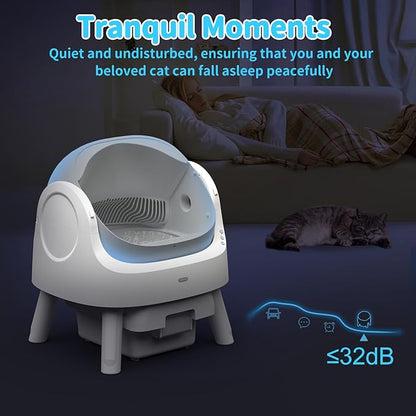 Self Cleaning Cat Litter Box, Automatic Cat Litter Box for Multiple Cats, Integrated Safety Protection with Open-Top Design