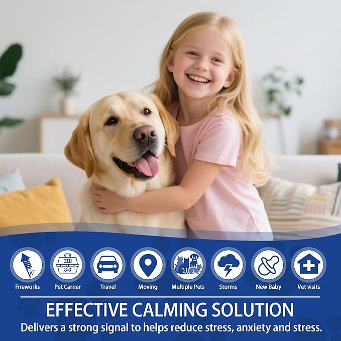 Dog Pheromone Calming Diffuser: Relaxing Pheromone Diffuser for Dogs Relief Stress Anxiety Fighting Scratching Barking, Dog Calming Pheromone Diffuser Kit with 1 Plug in Diffuser+2 Refill 48ml (3in1)
