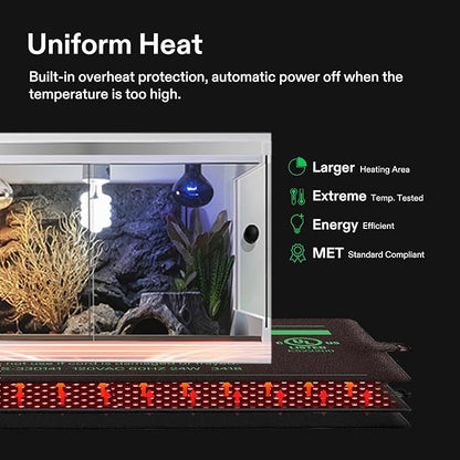 VIVOSUN Reptile Heating Pad 8x18 Inch with Thermostat Combo Under Tank Terrarium Heating Mat for Turtles, Lizards, Frogs, and Other Reptiles