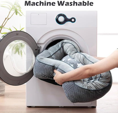 SIWA MARY Dog Beds for Large Dogs, Washable Dog Sofa Bed with Wide Sides, Pentagram Pattern Design, Durable Pet Cuddler Beds, Warming Soft Orthopedic Cat Beds for Pet Sleeping, Non-Slip Bottom