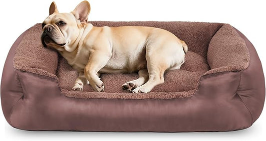 Orthopedic Dog Bed Medium Size Dogs, Washable Calming Dog Sofa Bed, Rectangle Comfort Pet Bed for Medium Dogs, Non-Slip Bottom, Brown