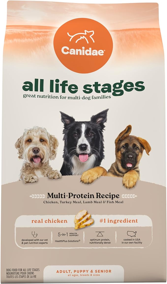 Canidae All Life Stages Multi-Protein Recipe with Chicken, Turkey, Lamb, and Fish – High Protein Premium Dry Dog Food for All Ages, Breeds, and Sizes– 40 lbs.