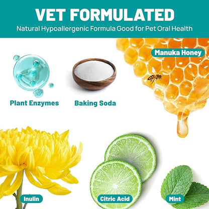 Dog Dental Care Finger Wipes - Teeth Cleaning Finger Wipes for Dog & Cats - Tooth Brushing Kit Dental Wipes for Dog - Reduces Plaque & Freshens Breath (50 PCS, Beef)