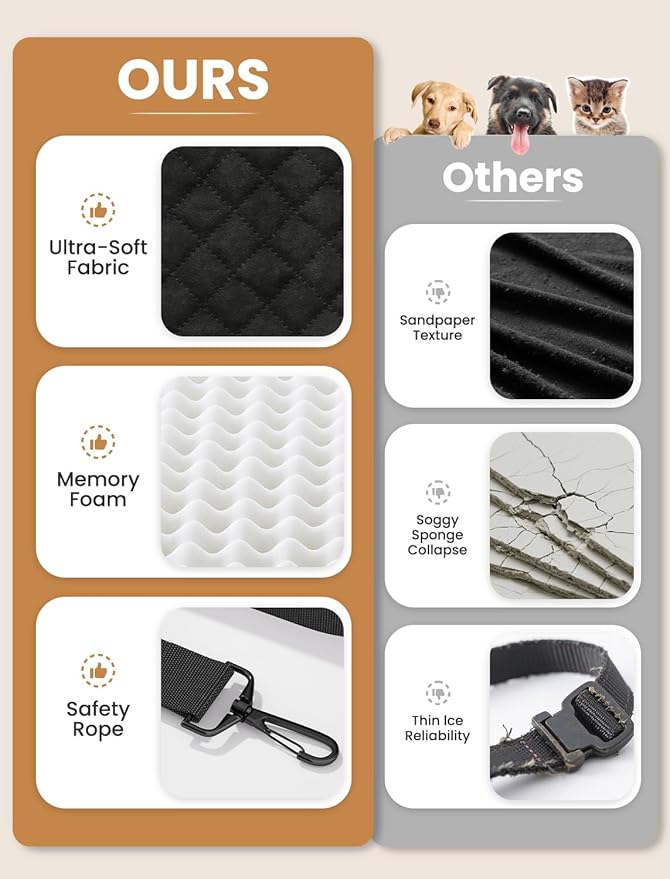 (Up to 35lbs Small/Medium Dog Car Seat Booster Dog Seat for Car Portable with Adjustable Seatbelts Puppy Travel Carrier for SUV,Truck, with Memory Foam Cushion (Black/Brown)