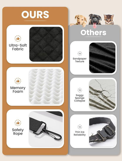 (Up to 35lbs Small/Medium Dog Car Seat Booster Dog Seat for Car Portable with Adjustable Seatbelts Puppy Travel Carrier for SUV,Truck, with Memory Foam Cushion (Black/Brown)