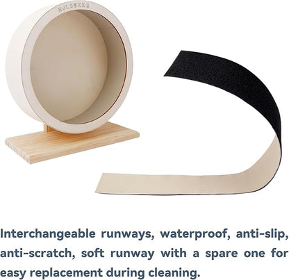 Hamster Silent Exercise Wheel – Wooden Hamster Wheel with Removable Washable Track, Quiet Exercise Wheel for Gerbils, Mice, Chinchilla,Small Animal – Prevents Boredom Depression(M)
