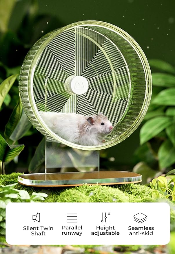 Super-Silent Hamster Exercise Wheel: Silent Spin Toys Hamster Running Wheels with Height Adjustable Stand for Hamsters Gerbils Mice Or Other Small Animals -8.5inch Yellow