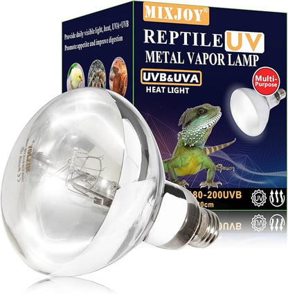 MIXJOY 160W Reptile Heat Lamp Bulb, Full Spectrum UVA UVB Reptile Light Bulb, UVB Light for Reptiles and Amphibians Use