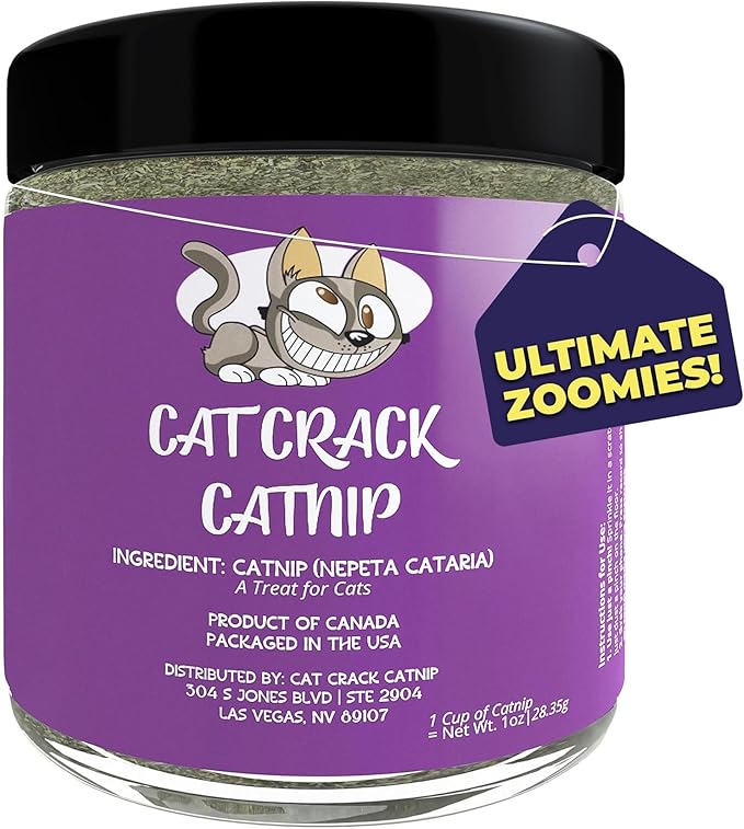 Cat Crack Catnip, Zoomie-Inducing Cat Nip Blend, North American Made & 100% Natural, Safe & Non-Addictive Catnip Treats Used to Supplement Cat Nip Toys, Spray, & Accessories (1 Cup)
