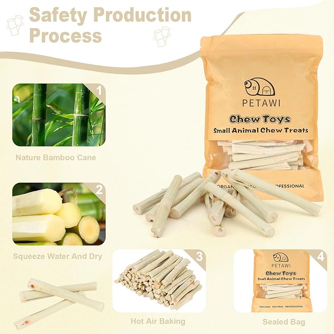 500g Sweet Bamboo Chew Sticks Natural Rabbit Guinea Pig Chinchilla Chews Sticks Toys for Teeth Bunny Molar Treats Chinchilla Guinea Pig Hamster Small Animals