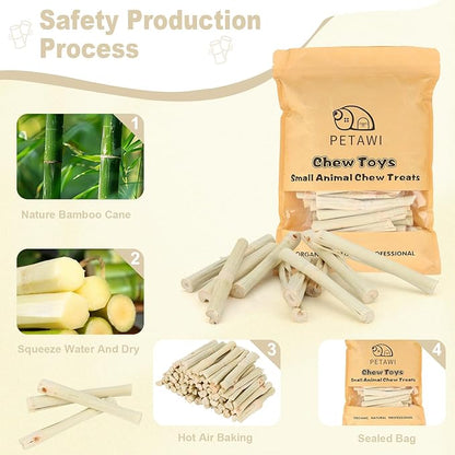 500g Sweet Bamboo Chew Sticks Natural Rabbit Guinea Pig Chinchilla Chews Sticks Toys for Teeth Bunny Molar Treats Chinchilla Guinea Pig Hamster Small Animals