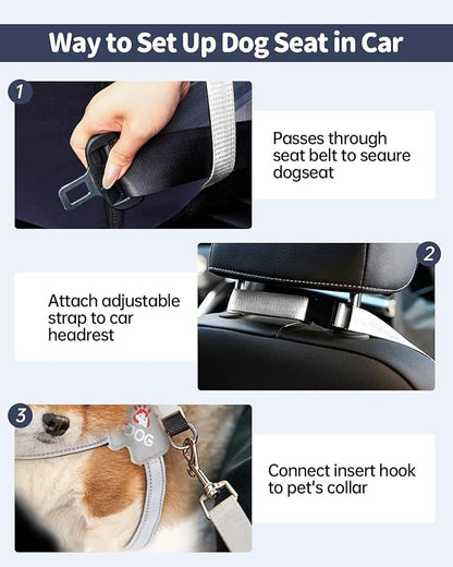 Medium Dog Car Seat for Medium Sized Dogs, Car Seat for Small Dogs with Side Zipper, Waterproof Dog Travel Bed in car with Storage Pockets Up to 25lbs, Memory Foam Filling for Max Support, Dark Blue