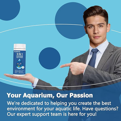 Aquarium Test Strips for Fish Tank: 9 in 1 Aquarium Water Test Kit for Freshwater - 50ct Fish Test Strips Testing Ammonia pH Nitrate Chlorine Nitrite Hardness Alkalinity Copper