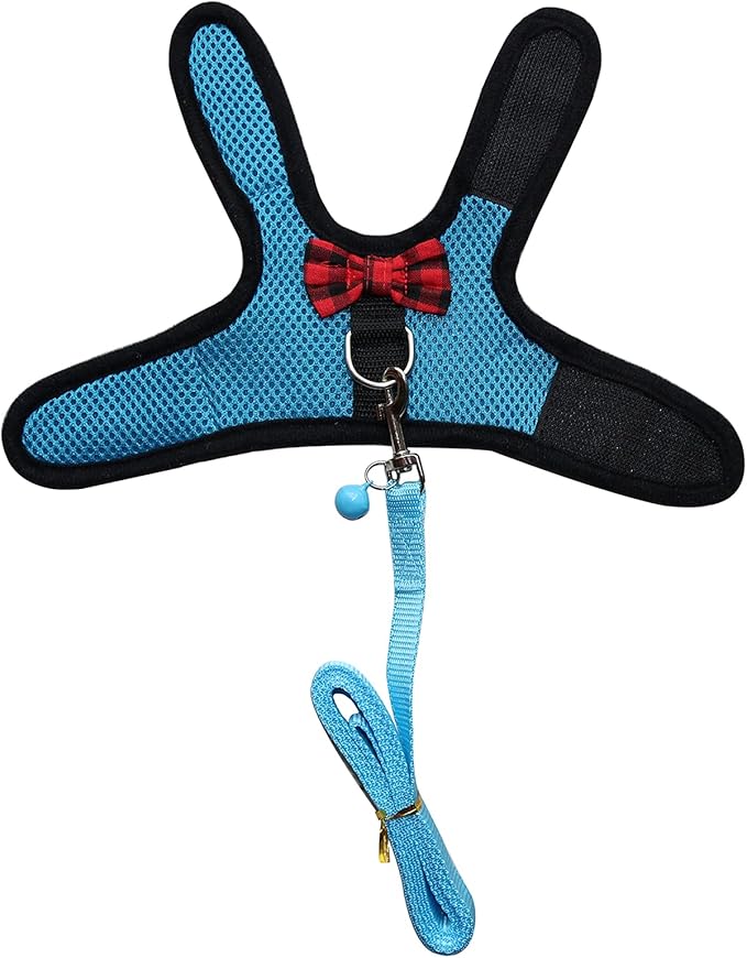 Rypet Ferret Harness and Leash - Soft Mesh Small Pet Harness with Safe Bell, No Pull Comfort Padded Vest for Guinea Pig, Hamster, Rats and Similar Small Animals