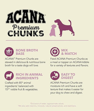 ACANA Premium Chunks in Bone Broth Grain-free Wet Dog Food Lamb Recipe 12.8oz Cans (12 Count)