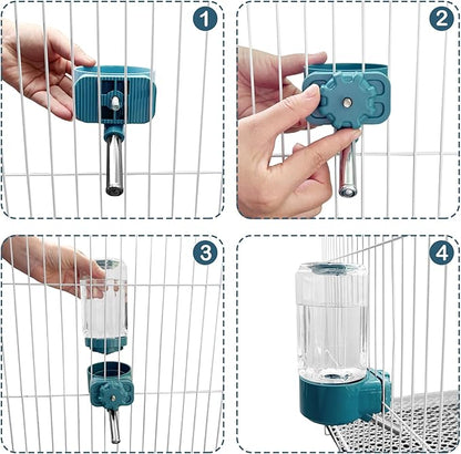 LOS ANDES No-Drip Water Bottle/Feeder for Guinea Pigs/Hamsters/Bunnies/Ferrets/Squirrel/Hedgehog/Other Small Pets, Weather Resistant Cage Water Bottles for Dogs/Cats, 18.5oz,Blue