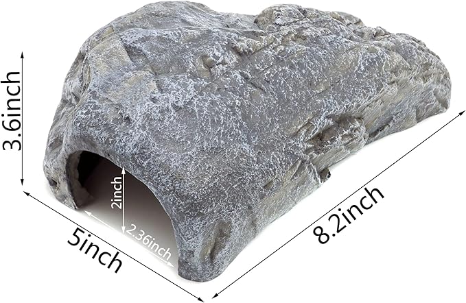 JIHAQUA Reptile Rock Reptile Hide Cave Hideout Terrarium Habitat Decor Ornament Shelter (Style B)