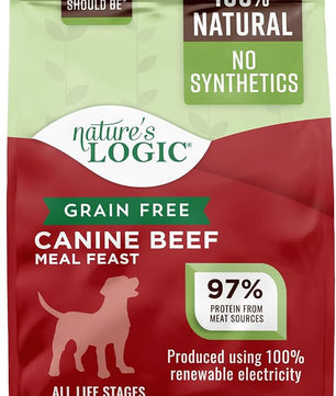 Nature's Logic Grain-Free Dry Dog Food - All-Natural, High Protein, No Synthetic Vitamins/Minerals - Gluten Free - Supports Healthy Digestion - All Breeds & Ages - Beef Meal Feast, 4.4lbs
