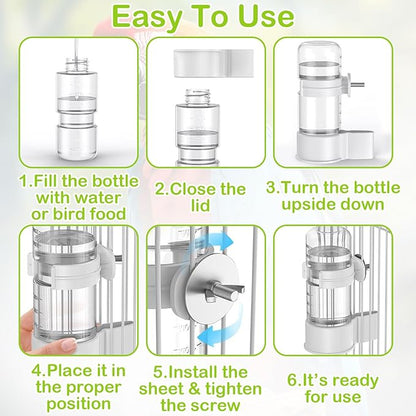 2 PCS Automatic Bird Cage Water Dispenser, Parakeet Parrot Feeder Hanging Drinking