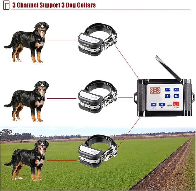 2 in 1 Wireless Dog Fence & Remote Training Collar, 2023 Pet Containment System, Dog Electric Boundary Container System, Adjustable Control Range, Waterproof, for 1 2 3 Dogs,for1dog