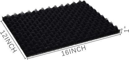 4 Pack Aquarium Filter Media Bio Sponge Pad 16 x 12 x 1 inch, Fish Pond Foam Filter 20/30/40 PPI (Black 30ppi 4pack)