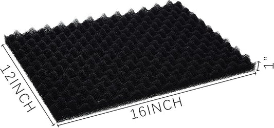 4 Pack Aquarium Filter Media Bio Sponge Pad 16 x 12 x 1 inch, Fish Pond Foam Filter 20/30/40 PPI (Black 30ppi 4pack)