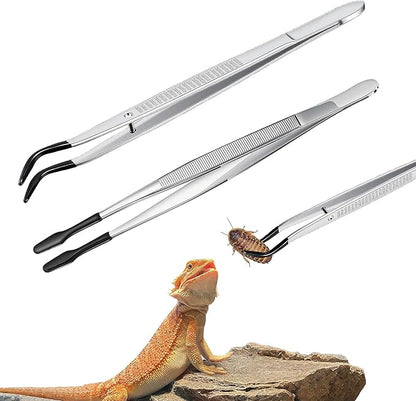 2Pcs 6 Inch Reptile Feeding Tongs with Soft Tips, Bearded Dragon Tank Accessories, Food Tweezer for Leopard Gecko, Crested Gecko, Jumping Spider, Frog, Snake, Chameleon and Red-eared Slider
