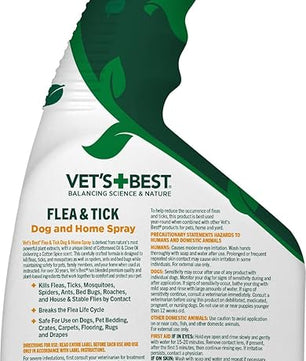 Vet’s Best Flea & Tick Home Spray for Dogs – Plant-Based Flea and Tick Treatment with Cotton Spice Scent – Indoor Flea Spray for Dogs – Made in USA Flea Control for Home Use – 32 oz