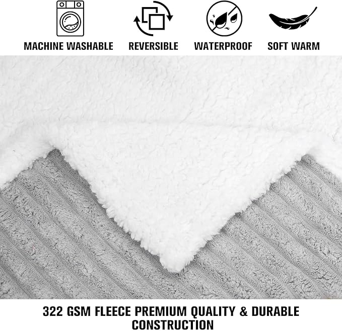 Waterproof Pet Blanket Soft Calming Dog Blanket Cozy Sherpa Fleece Blanket Reversible Furniture Protector Cover for Small Medium Large Dogs Cats Machine Washable, Grey 30x40 in
