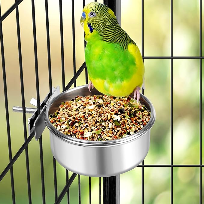 Dog Bowl Stainless Steel Dog Bowls Pet Hanging Food Water Bowl Cage Feeding Cup Feeder for Dogs Cats Rabbits Birds Small Animal (Small (2pcs)