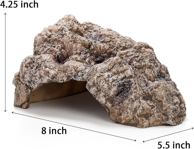 TOPZEA Reptile Hide Cave, Large Resin Bearded Dragon Hideout Rock Caves Snake Hide, Natural Terrarium Habitat Decor Ornament for Leopard Gecko Lizard Turtle Frog, Amphibian Tank Accessories