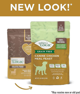 Nature's Logic Grain-Free Dry Dog Food - All-Natural, High Protein, No Synthetic Vitamins/Minerals - Gluten Free - Supports Healthy Digestion - All Breeds & Ages - Chicken Meal Feast, 4.4lbs