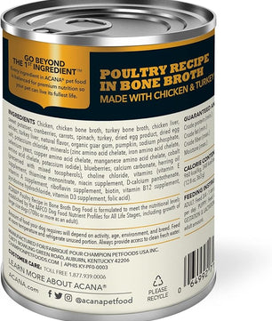 ACANA Premium Chunks in Bone Broth Grain-free Wet Dog Food Poultry Recipe 12.8oz Cans (12 Count)
