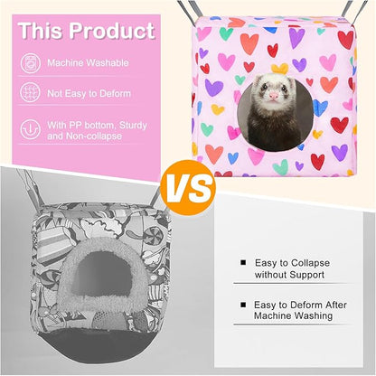 Glittme Ferret Hammock 4 Pack Ferret Cage Accessories Washable Rat Hammock Soft Guinea Pig Hammock for Ferrets, Rat, Sugar Glider, Squirrel