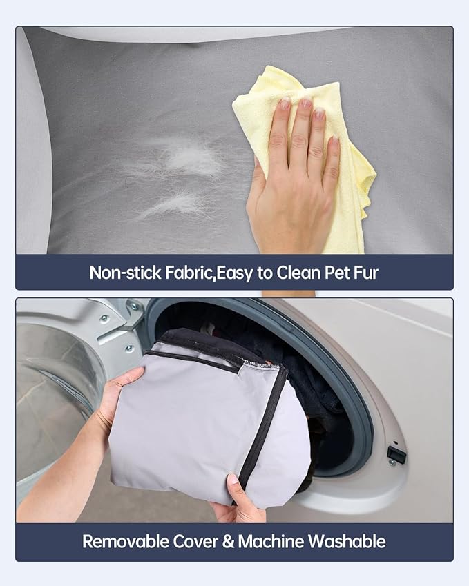 Medium Dog Car Seat for Medium Sized Dogs, Car Seat for Small Dogs with Side Zipper, Waterproof Dog Travel Bed in car with Storage Pockets Up to 25lbs, Memory Foam Filling for Max Support, Light Gray