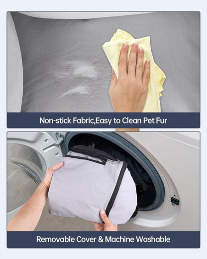 Medium Dog Car Seat for Medium Sized Dogs, Car Seat for Small Dogs with Side Zipper, Waterproof Dog Travel Bed in car with Storage Pockets Up to 25lbs, Memory Foam Filling for Max Support, Light Gray