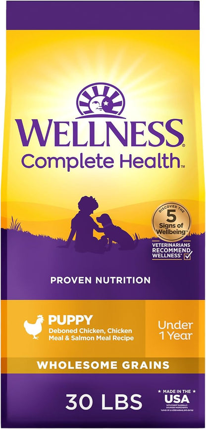 Wellness Complete Health Dry Puppy Food, Chicken, Salmon & Oatmeal, 30-Pound Bag
