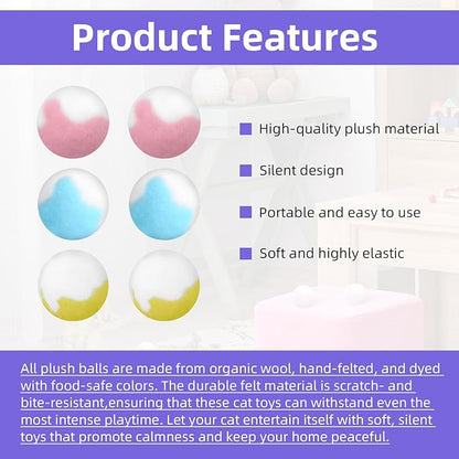 Two Color Plush Balls 40 Pcs 1.8 Inches and it Comes with Two Mouse Toys, Cat Kicker Exercise Toys, Silent Plush Elastic Ball for Kitty