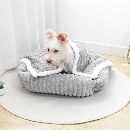 Waterproof Pet Blanket Soft Calming Dog Blanket Cozy Sherpa Fleece Blanket Reversible Furniture Protector Cover for Small Medium Large Dogs Cats Machine Washable, Grey 30x40 in