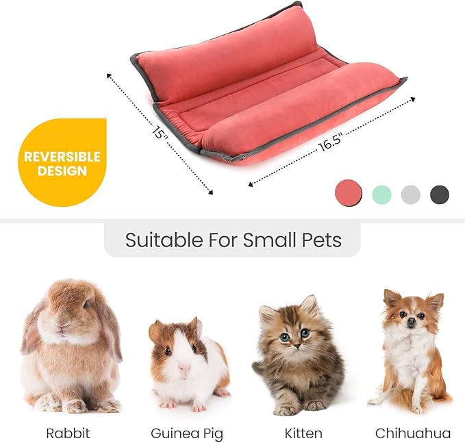 Rabbit Bed, Washable Bunny Pillow, Reversible Lounger Pad, Soft Small Animal Bedding, Stress Relief Pet Mat for Kittens, Guinea Pigs, Puppies