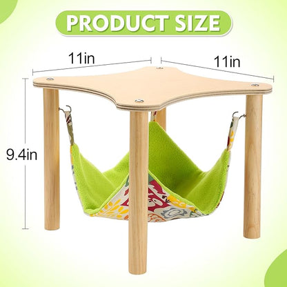 Guinea Pigs Hammock with Natural Wooden Stand - Hanging Hammock Bed for Piggies Chinchilla Hamster Bunny Ferrets Hiding Sleeping