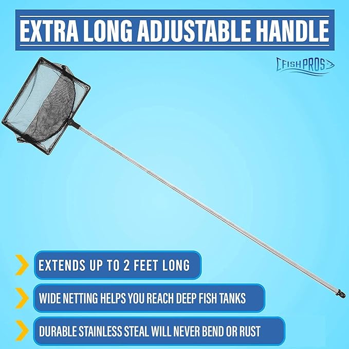 Long Handle Fine Net Fish Tank Net – Retractable 24 inches