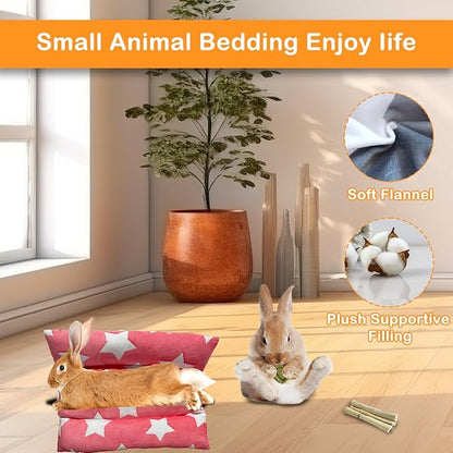 16.5 X 18in Removable and Washable Soft Rabbit Concave Bed, Thickened and Softer Bunny Bed, Double-Sided Plush Rabbit Beds,Small Beds for Animals Indoor (Pink)