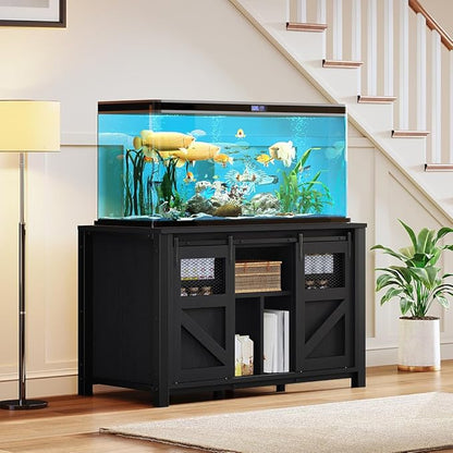 YITAHOME 120 Gallon Fish Tank Stand with Power Outlets, Heavy Duty Large Aquarium Stand with Barn Door, Reptile Tank Turtle Terrariums Table for Fish Tank Accessories Storage,1100LBS Capacity