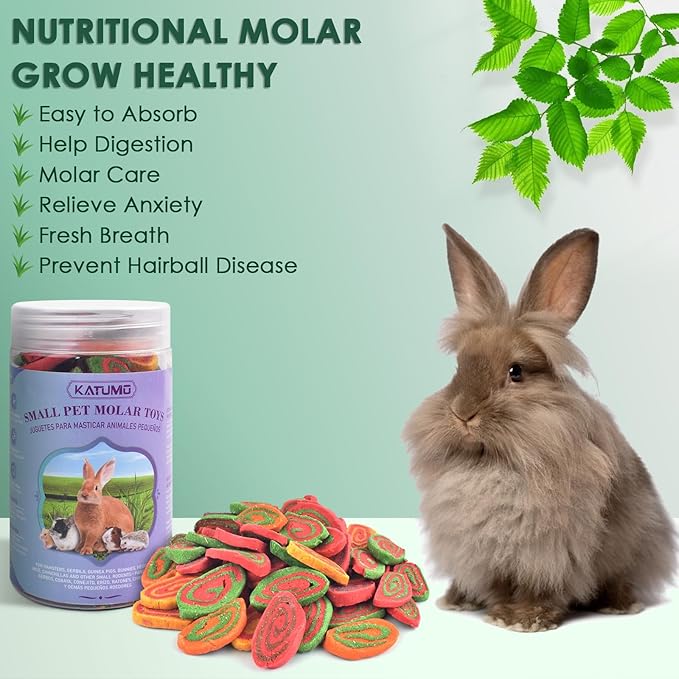 KATUMO Rabbit Toys, 220g / 7.7oz Rabbit Treats Bunny Chews Guinea Pig Molar Treats for Bunny, Hamster, Chinchilla, Gerbil, Other Small Rodents