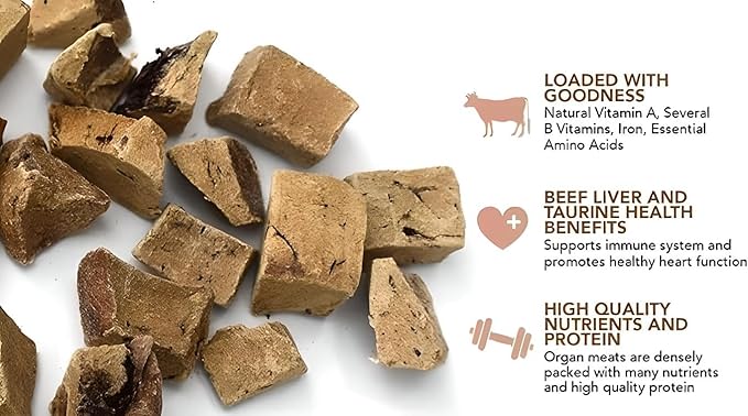 Organic Freeze Dried Dog & Cat Treats - Single Ingredient, Grain Free Food Toppers for Healthy Pets, No Fillers or Preservatives (3 Bag, Beef)