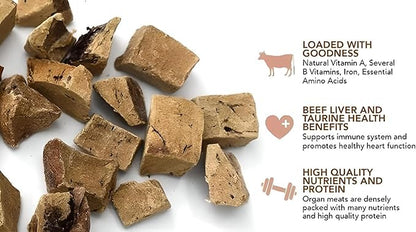 Organic Freeze Dried Dog & Cat Treats - Single Ingredient, Grain Free Food Toppers for Healthy Pets, No Fillers or Preservatives (3 Bag, Beef)