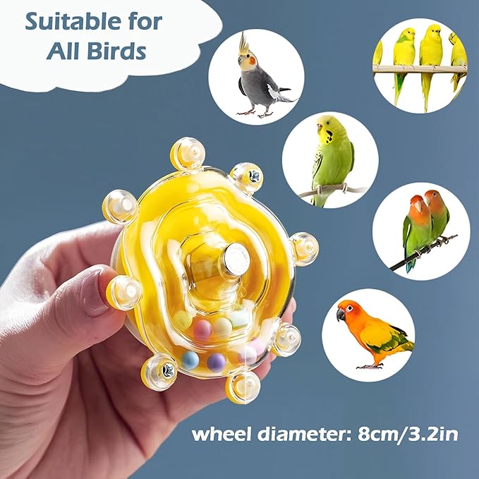 Bird Toys for Parakeets, Colorful Parakeet Toys Wheel, Interactive Spinner Rattle Parrot Toy, Cockatiel Toy for Bird Cage, Chewing Exercise for Conure, Budgies Enrichment Toys (2pcs, Rondom Color)