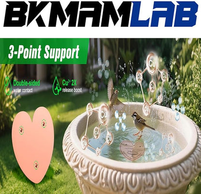 1-Pack 99.99% Pure Copper Bird Bath Purification Disk,Copper Disc with Stable Triple-Point Support,Fits All Outdoor Bird Baths(Heart-Shaped)